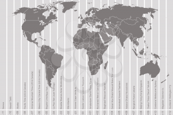 World map and time zones